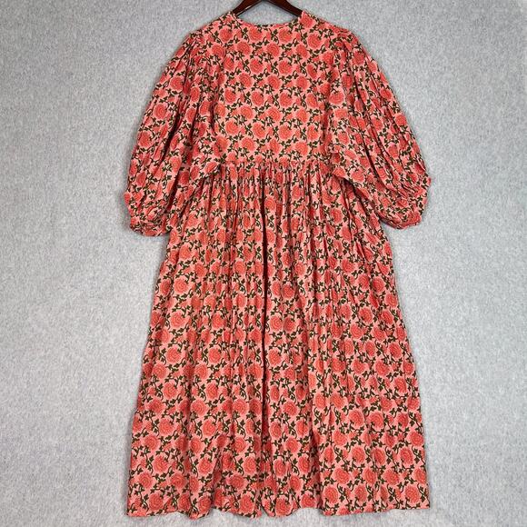 House Of Sundar Saffron Sun Maya Half Sleeve Midi Dress Size XL - Picture 7 of 11